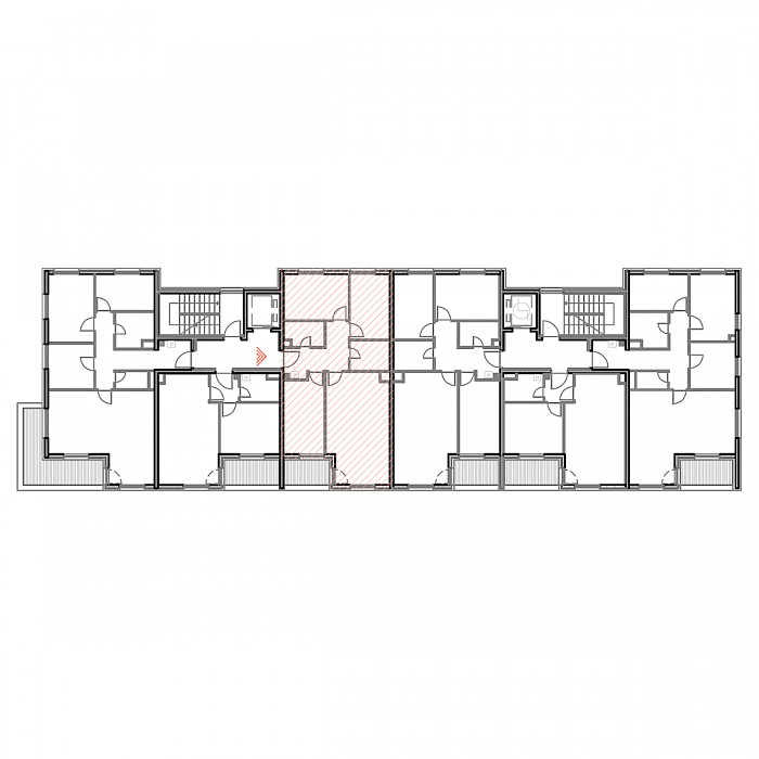 Četverosobni stan, 1.kat - Prikaz stana u objektu - Tlocrt