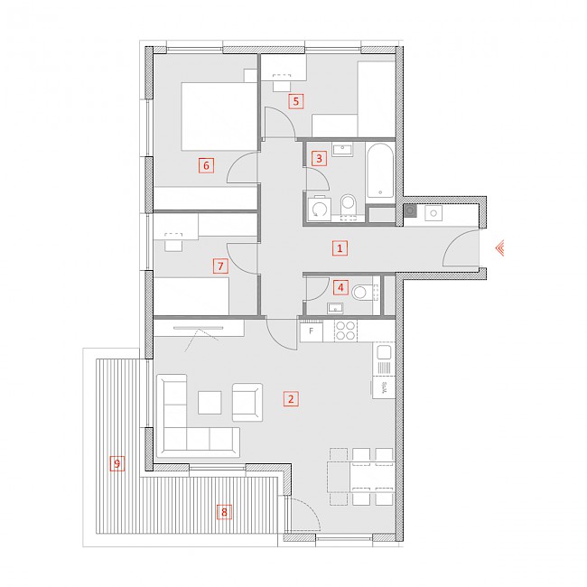 Četverosobni stan, 3.kat - Tlocrt stana