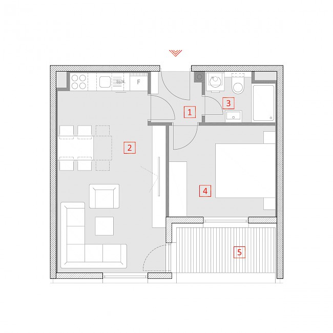 Dvosobni stan, 3.kat - Tlocrt stana