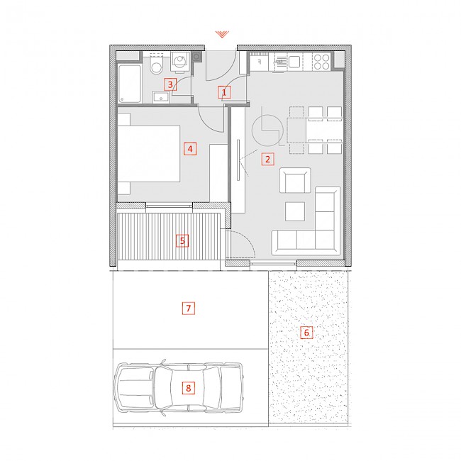 Dvosobni stan, Prizemlje - Tlocrt stana