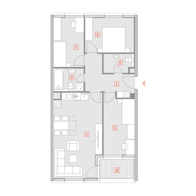 Četverosobni stan, 3.kat - Tlocrt stana